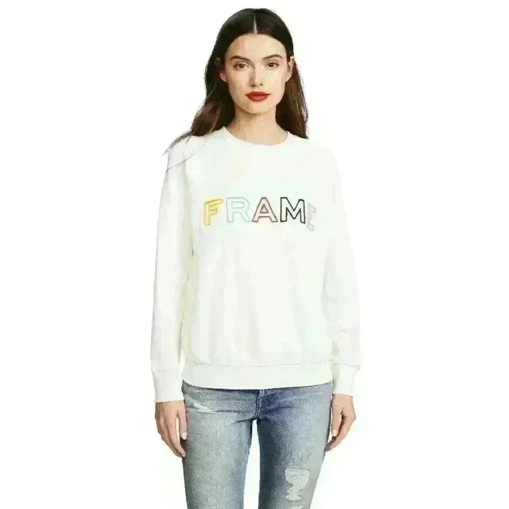 FRAME Embroidered Logo Raglan Pullover Sweatshirt - Picture 11 of 16